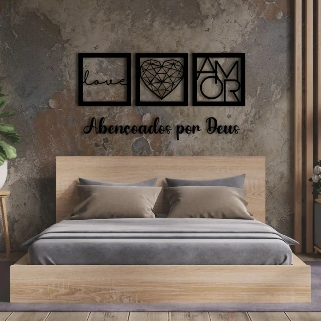 Kit Quadros Decorativos + Frase Abençoados Por Deus